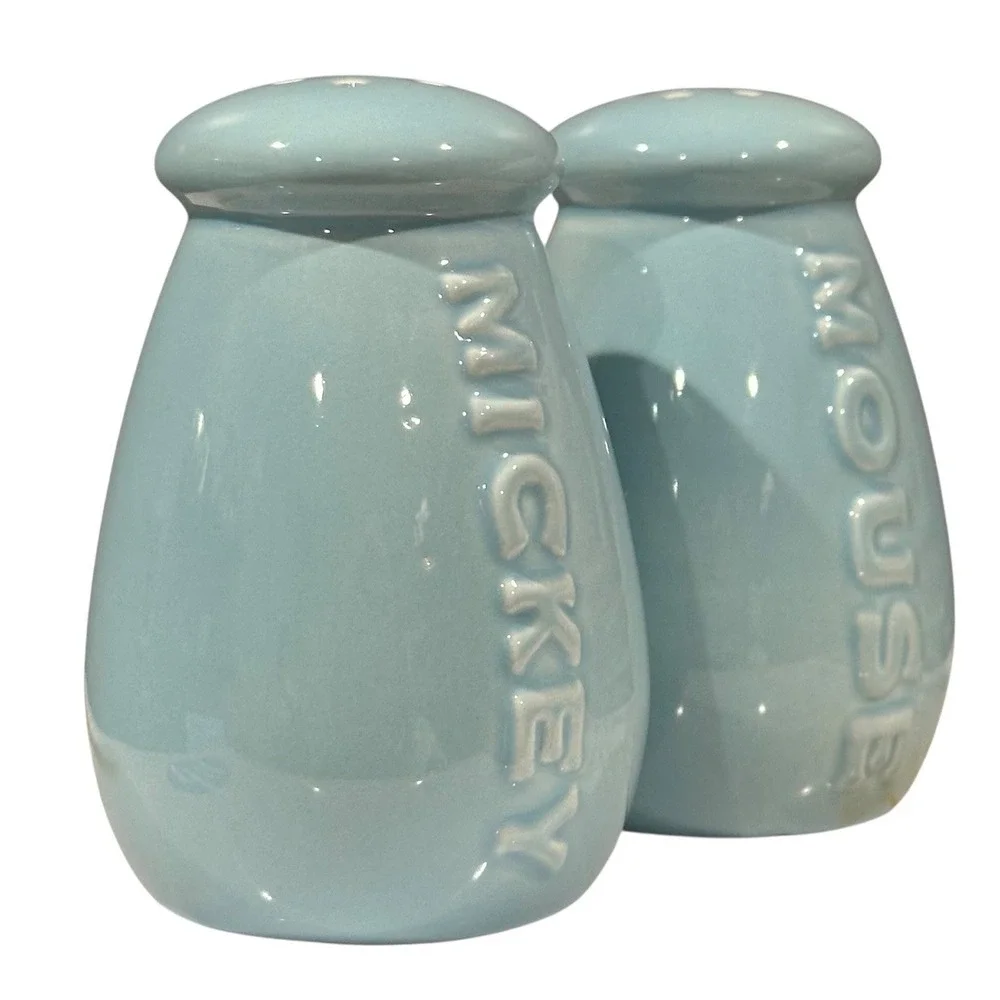 Disney Mickey Mouse Light Blue Salt Pepper Shakers M.Mouse Dinnerware Collection